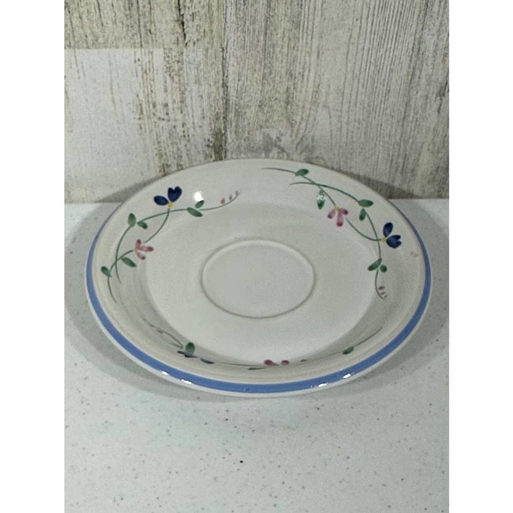 Allegro Stoneware Hearthside Floral‎ Blue Pattern Saucer